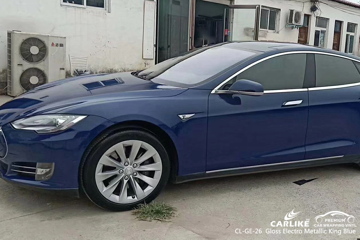 CARLIKE CL-GE-26 gloss electro metallic king blue car wrap vinyl for Tesla