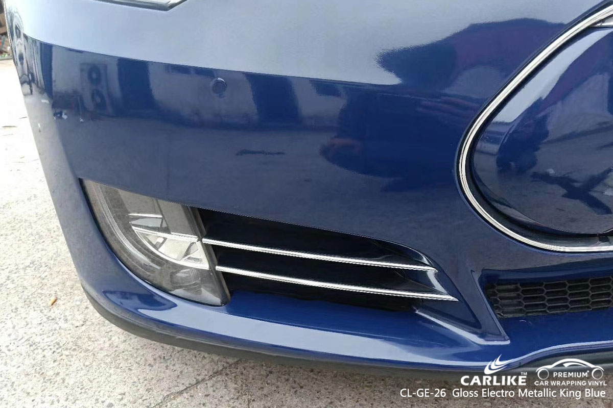 CARLIKE CL-GE-26 gloss electro metallic king blue car wrap vinyl for Tesla