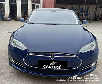 CL-GE-26 hochglänzendes, elektro-metallisches King-Blue-Car-Wrap-Vinyl für Tesla