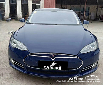 CL-GE-26 Parlak elektro metalik kral mavi Tesla için araba sarma vinil