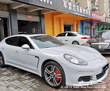 CL-GM-15 Porsche için süper parlak piyano nardo gri araba sarma vinil
