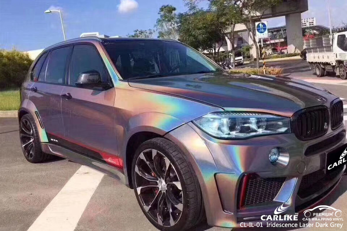 CARLIKE CL-IL-01 iridescence laser dark grey car wrap vinyl for BMW