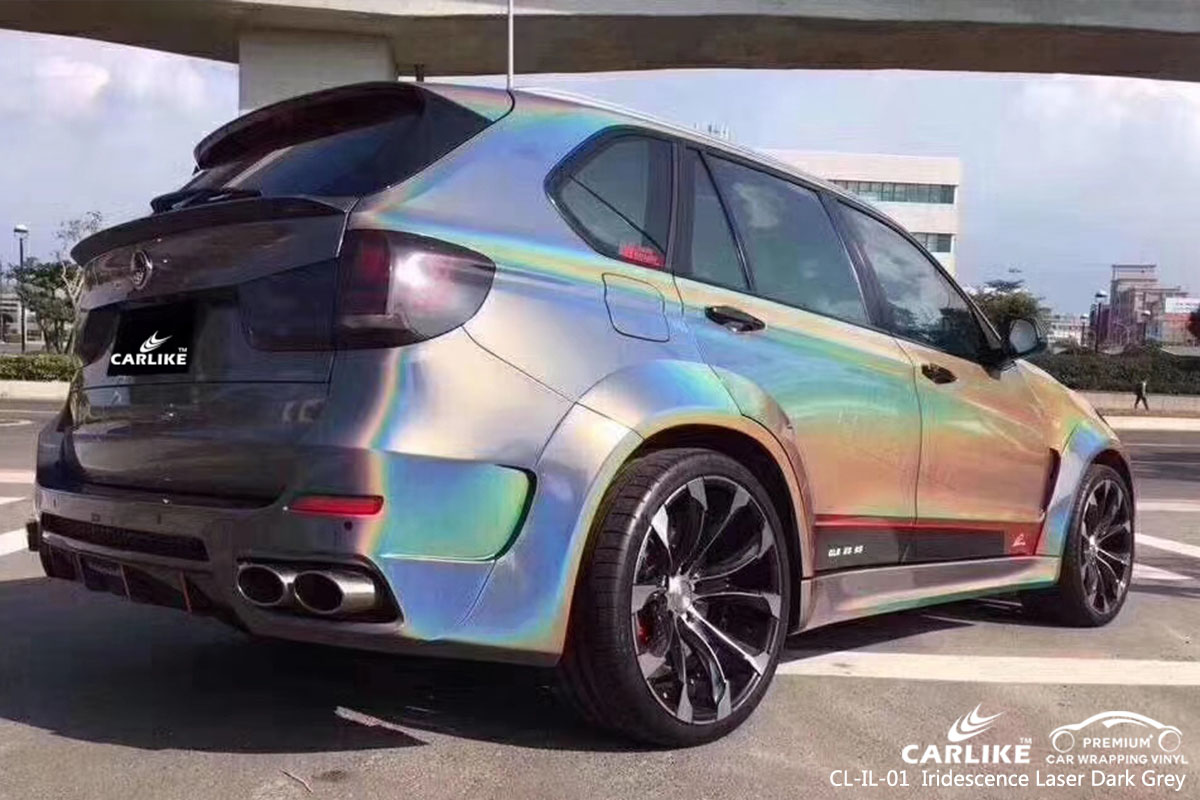CARLIKE CL-IL-01 iridescence laser dark grey car wrap vinyl for BMW