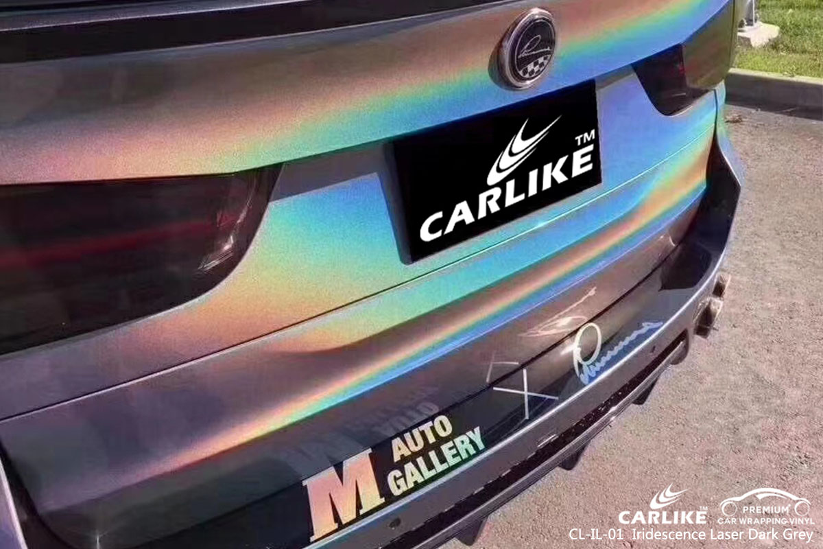 CARLIKE CL-IL-01 iridescence laser dark grey car wrap vinyl for BMW