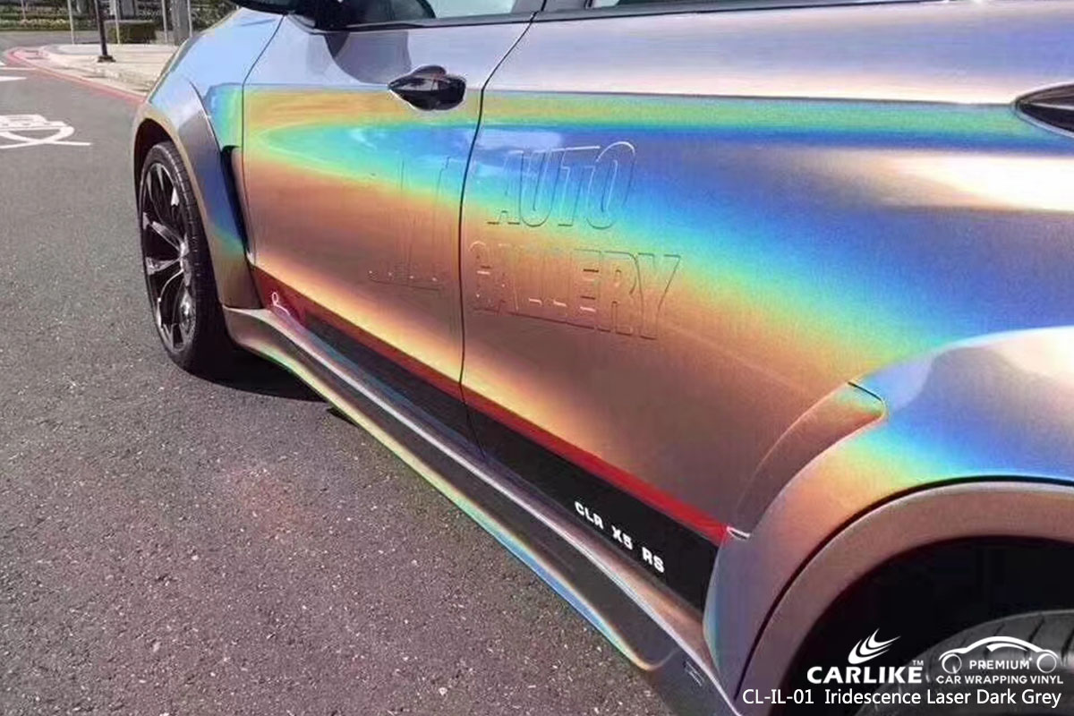 CARLIKE CL-IL-01 iridescence laser dark grey car wrap vinyl for BMW