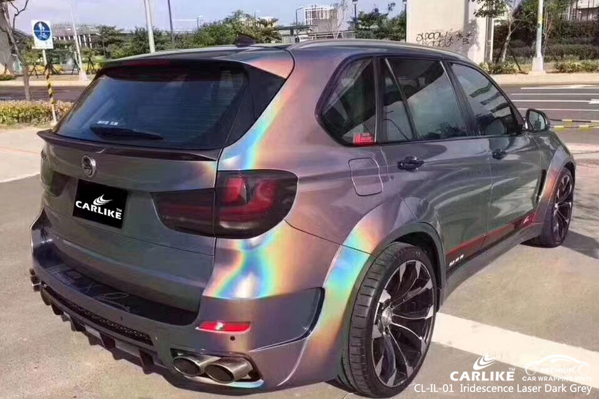 CARLIKE CL-IL-01 iridescence laser dark grey car wrap vinyl for BMW