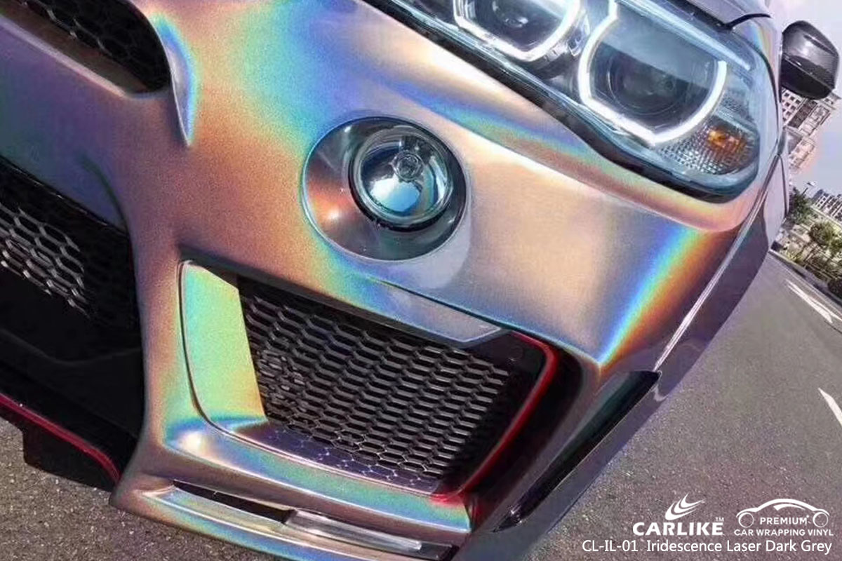 CARLIKE CL-IL-01 iridescence laser dark grey car wrap vinyl for BMW