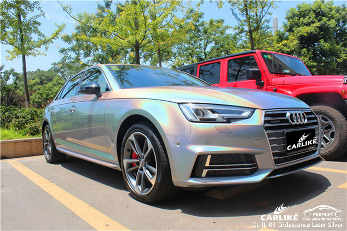 CARLIKE CL-IL-03 iridescence laser silver car wrap vinyl for Audi