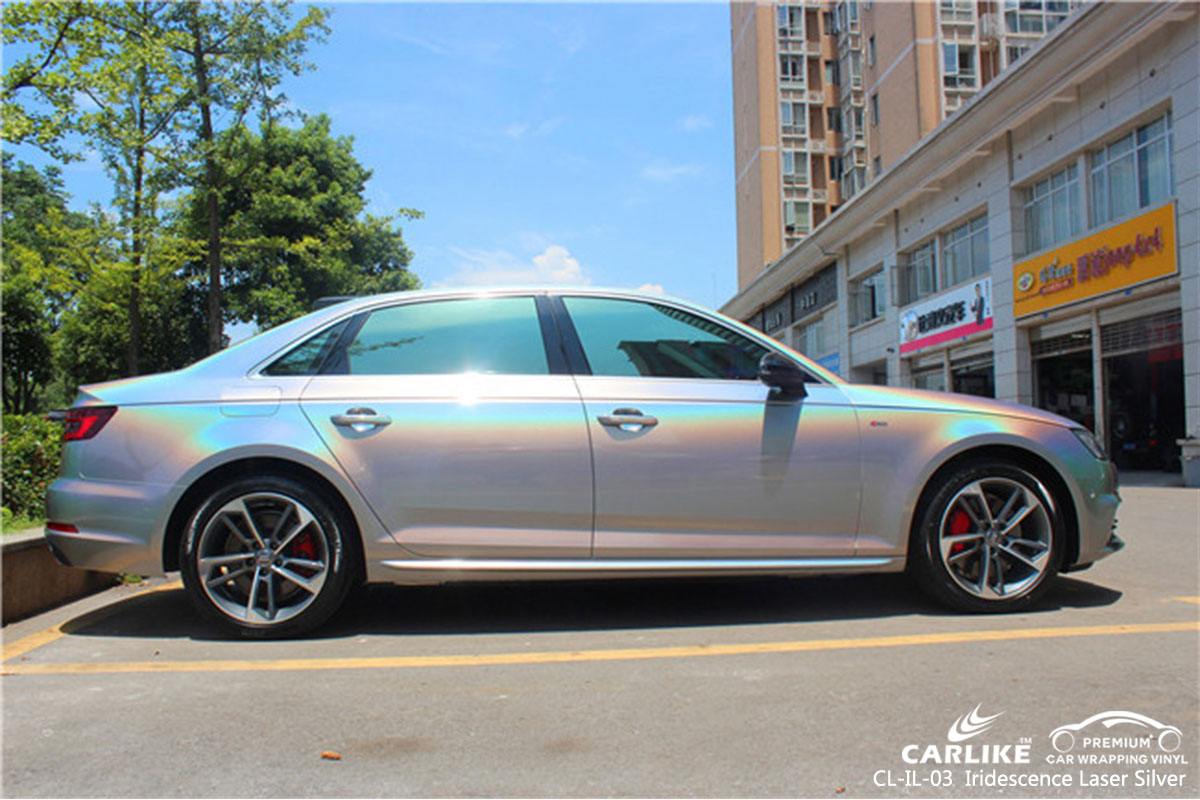CARLIKE CL-IL-03 iridescence laser silver car wrap vinyl for Audi