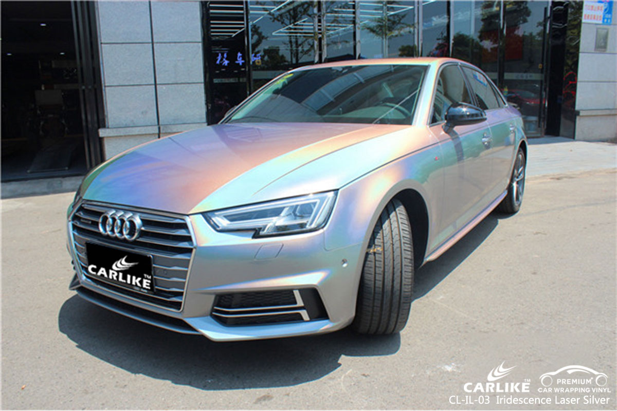 CARLIKE CL-IL-03 iridescence laser silver car wrap vinyl for Audi
