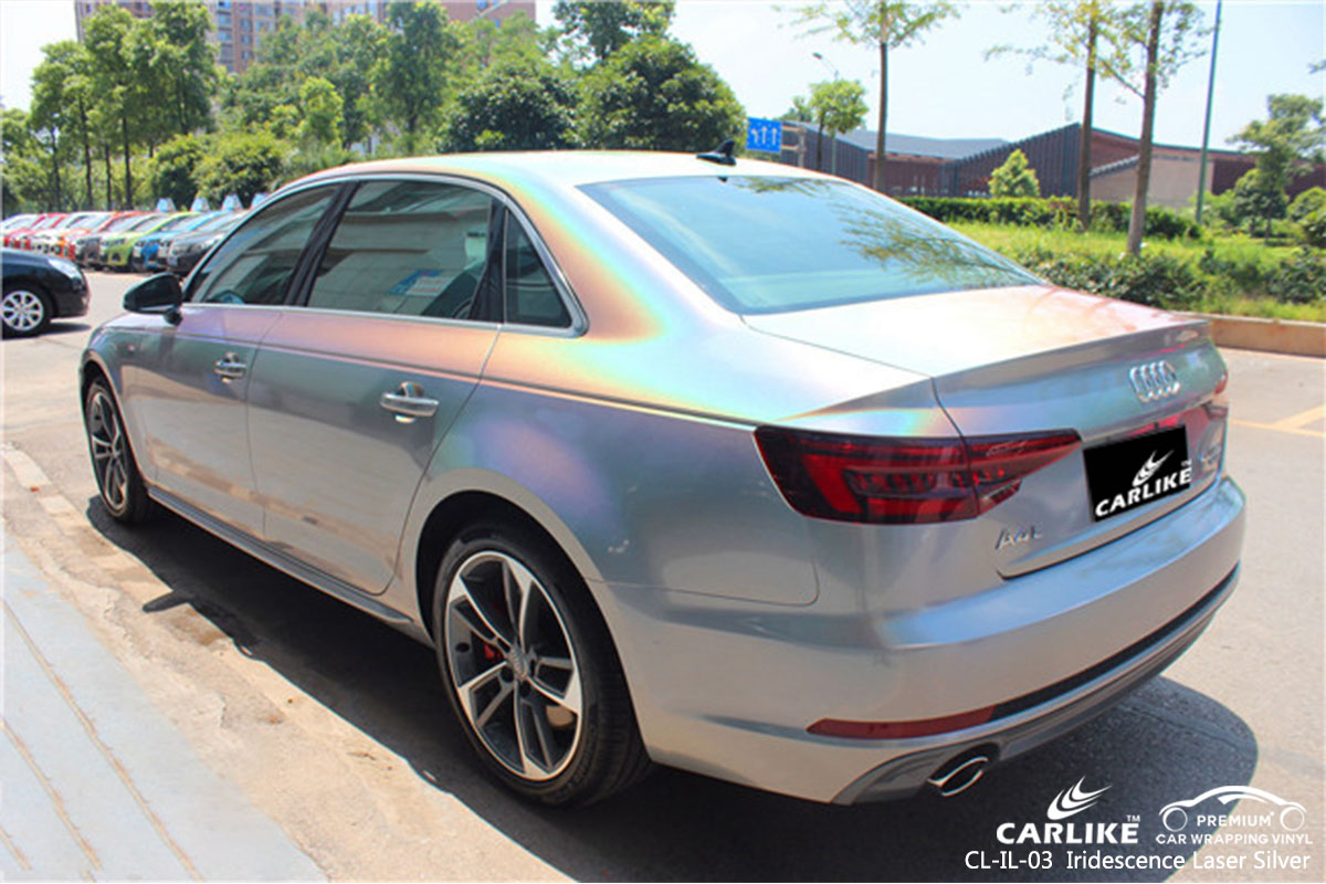 CARLIKE CL-IL-03 iridescence laser silver car wrap vinyl for Audi