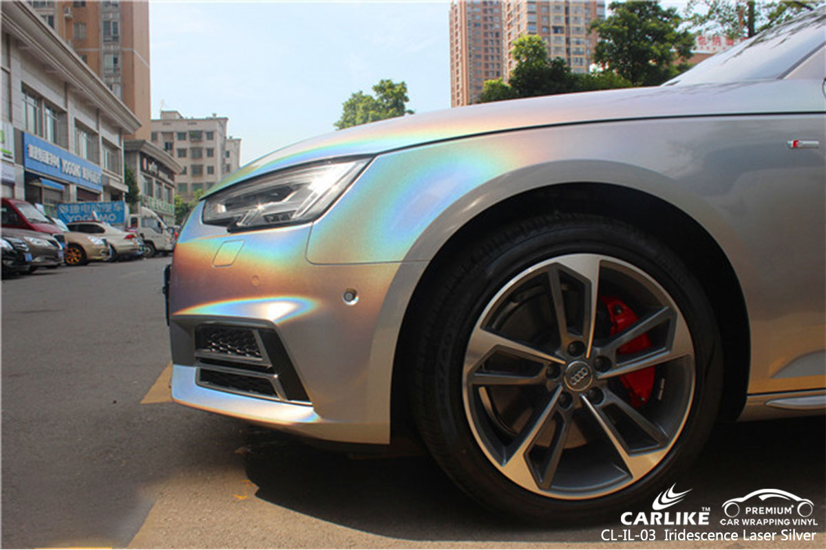CARLIKE CL-IL-03 iridescence laser silver car wrap vinyl for Audi