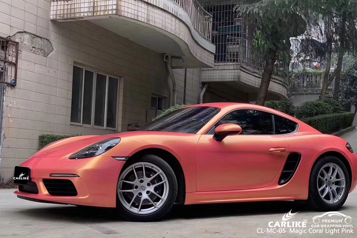 CARLIKE CL-MC-05 magic coral light pink car wrap vinyl for Porsche