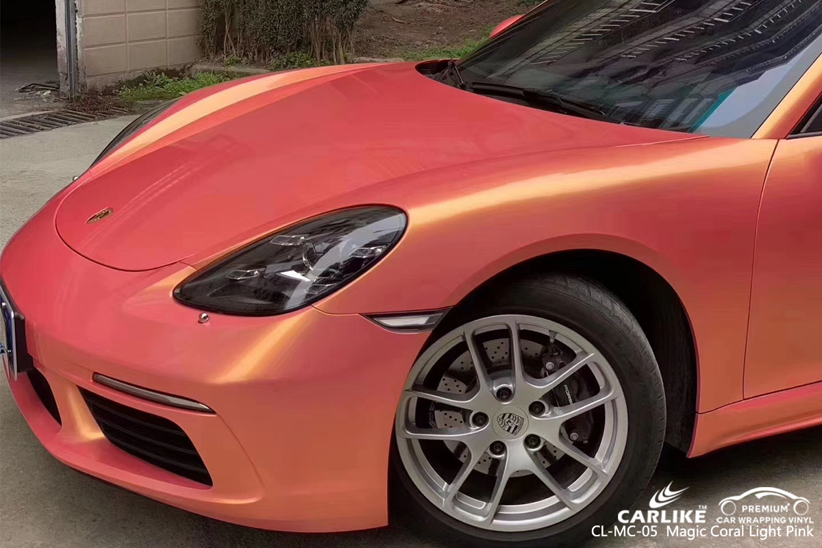 CARLIKE CL-MC-05 magic coral light pink car wrap vinyl for Porsche