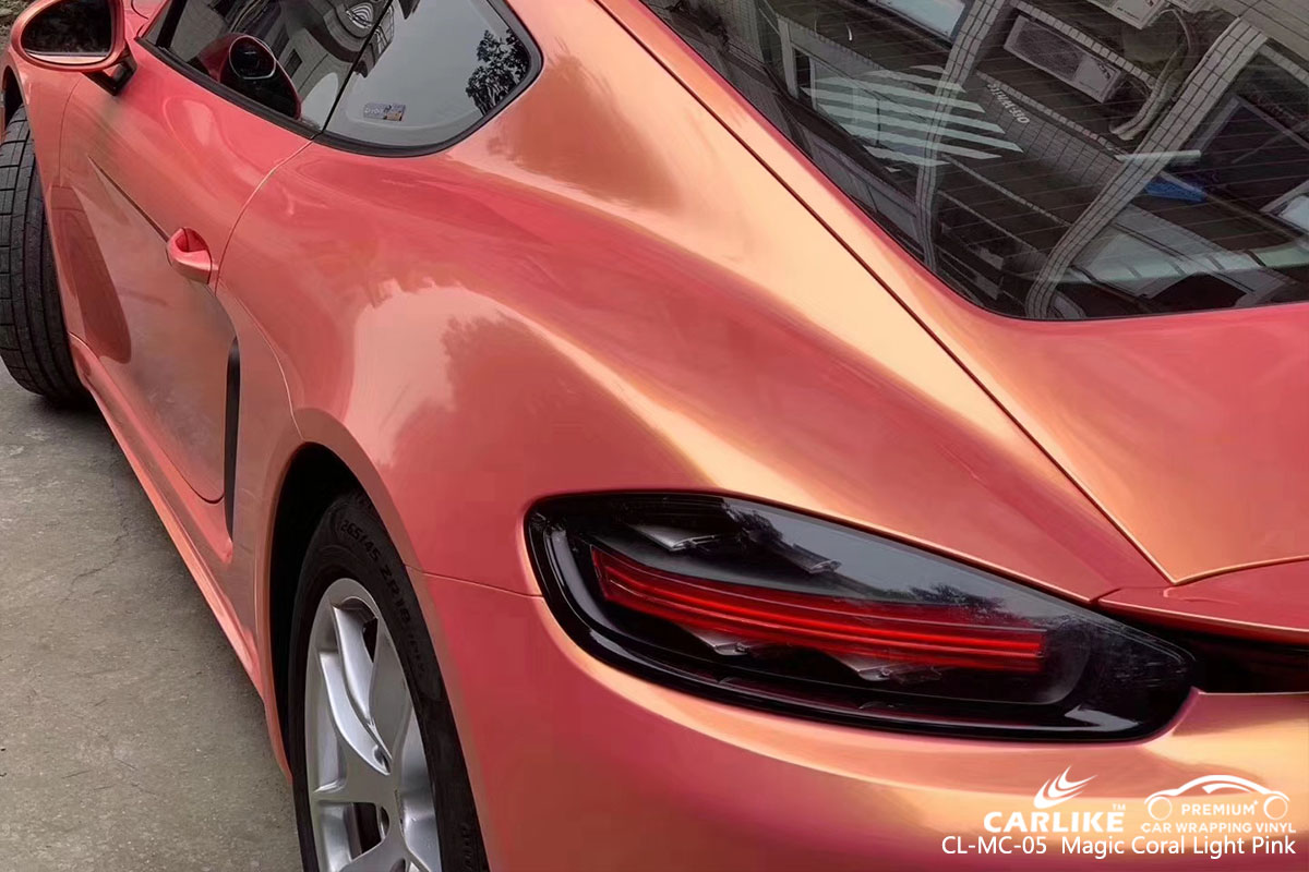 CARLIKE CL-MC-05 magic coral light pink car wrap vinyl for Porsche