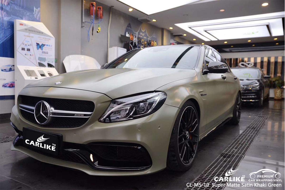CARLIKE CL-MS-10 super matte satin khaki green car wrap vinyl for Mercedes-Benz
