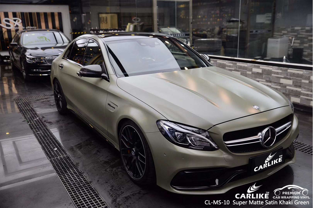 CARLIKE CL-MS-10 super matte satin khaki green car wrap vinyl for Mercedes-Benz