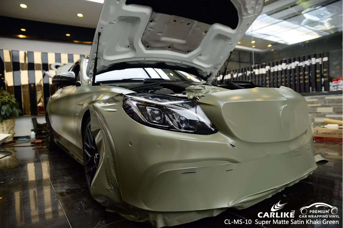 CARLIKE CL-MS-10 super matte satin khaki green car wrap vinyl for Mercedes-Benz