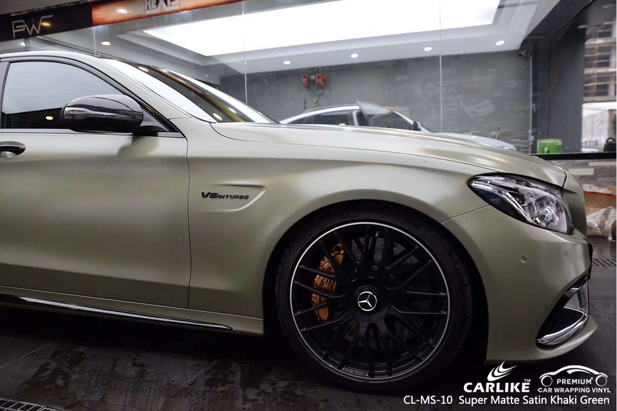 CARLIKE CL-MS-10 super matte satin khaki green car wrap vinyl for Mercedes-Benz