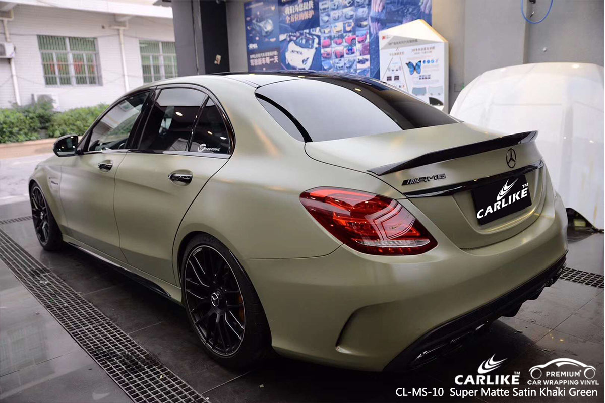 CARLIKE CL-MS-10 super matte satin khaki green car wrap vinyl for Mercedes-Benz