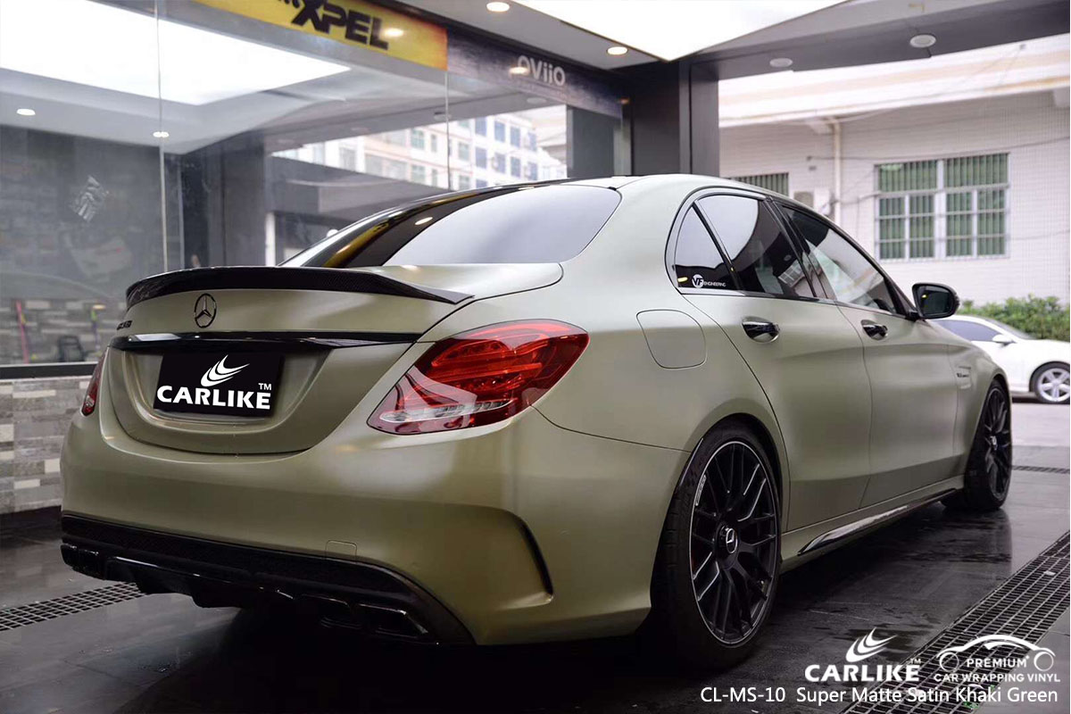CARLIKE CL-MS-10 super matte satin khaki green car wrap vinyl for Mercedes-Benz