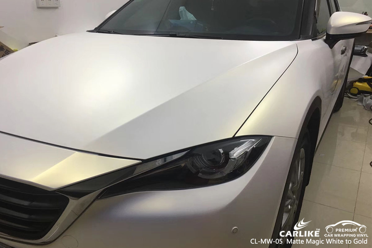 CARLIKE CL-MW-05 matte magic white to gold car wrap vinyl for Mazda