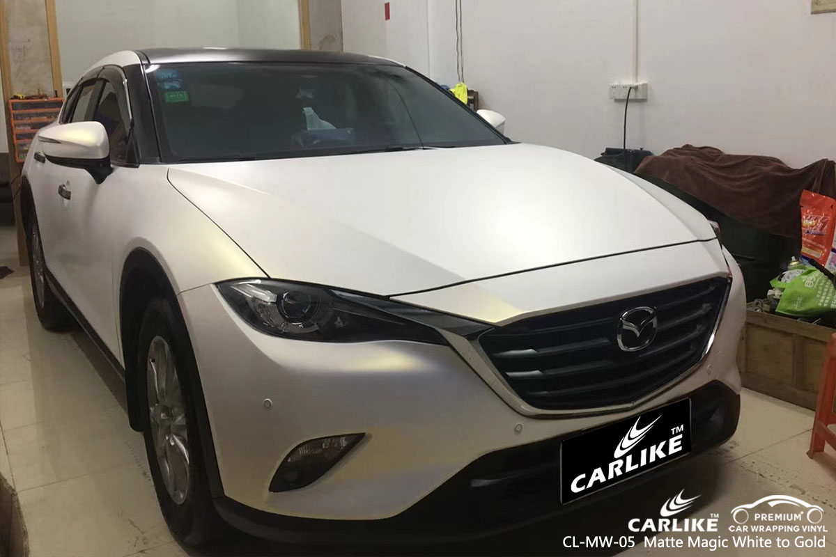 CARLIKE CL-MW-05 matte magic white to gold car wrap vinyl for Mazda
