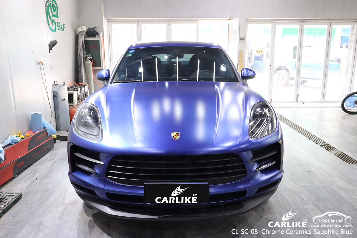 CARLIKE CL-SC-08 chrome ceramics sapphire blue car wrap vinyl for Porsche