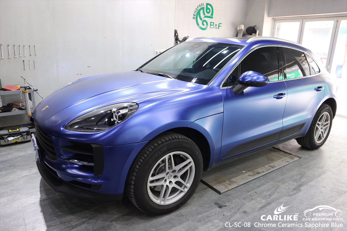 CARLIKE CL-SC-08 chrome ceramics sapphire blue car wrap vinyl for Porsche