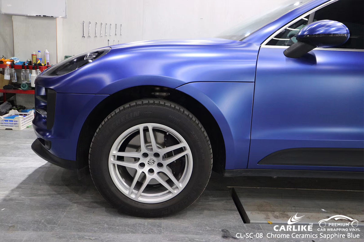CARLIKE CL-SC-08 chrome ceramics sapphire blue car wrap vinyl for Porsche