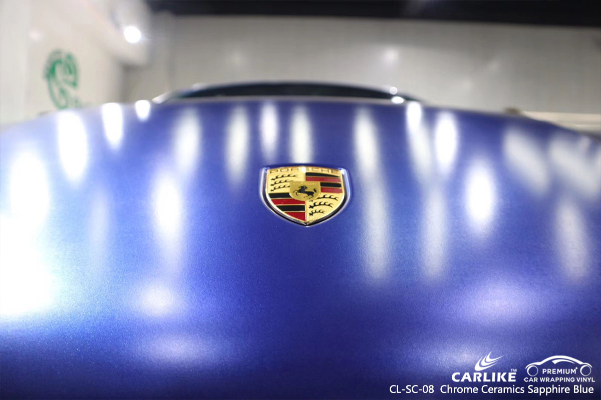 CARLIKE CL-SC-08 chrome ceramics sapphire blue car wrap vinyl for Porsche