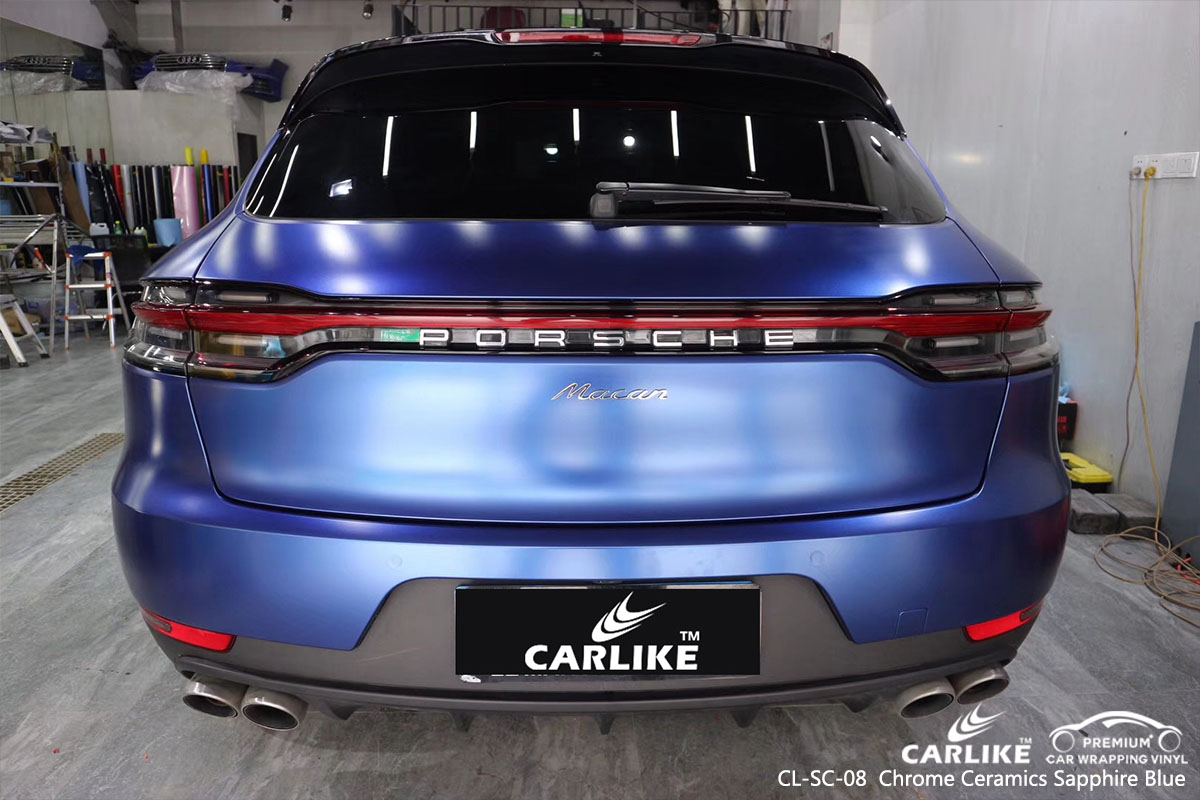 CARLIKE CL-SC-08 chrome ceramics sapphire blue car wrap vinyl for Porsche