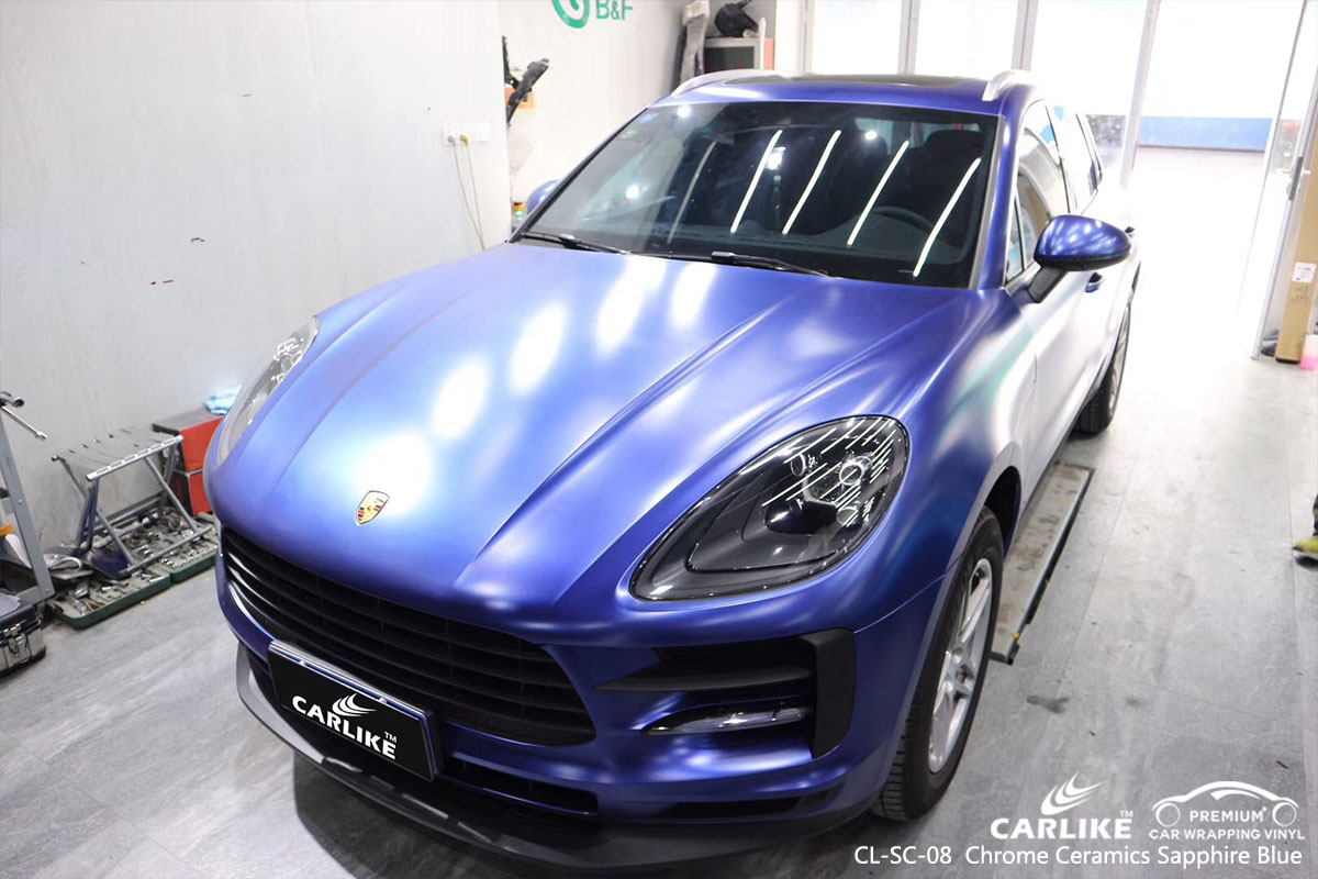 CARLIKE CL-SC-08 chrome ceramics sapphire blue car wrap vinyl for Porsche