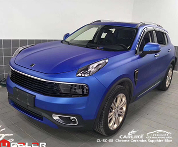 CARLIKE CL-SC-08 Krom seramik safir mavi araba sarma vinil için LYNK & CO