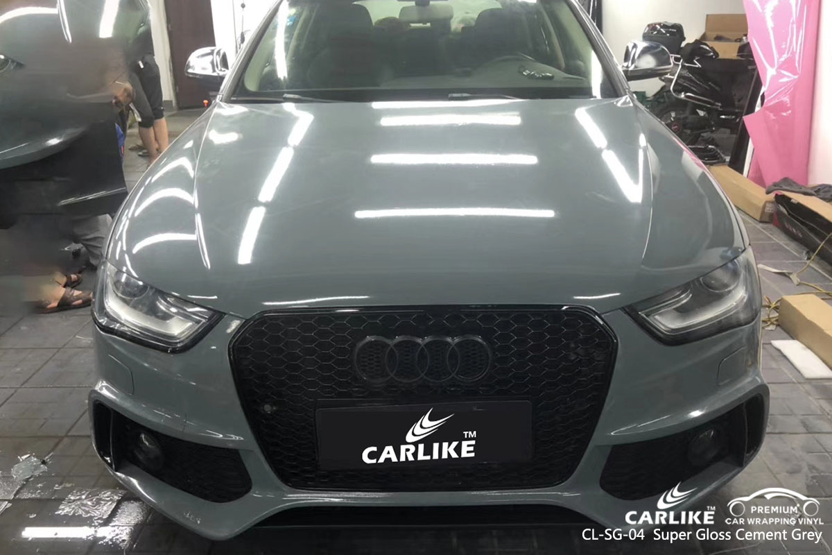 CARLIKE CL-SG-04 super gloss crystal cement grey car wrap vinyl for Audi