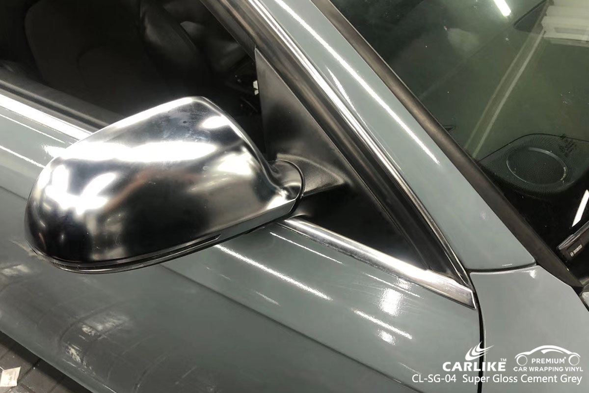 CARLIKE CL-SG-04 super gloss crystal cement grey car wrap vinyl for Audi
