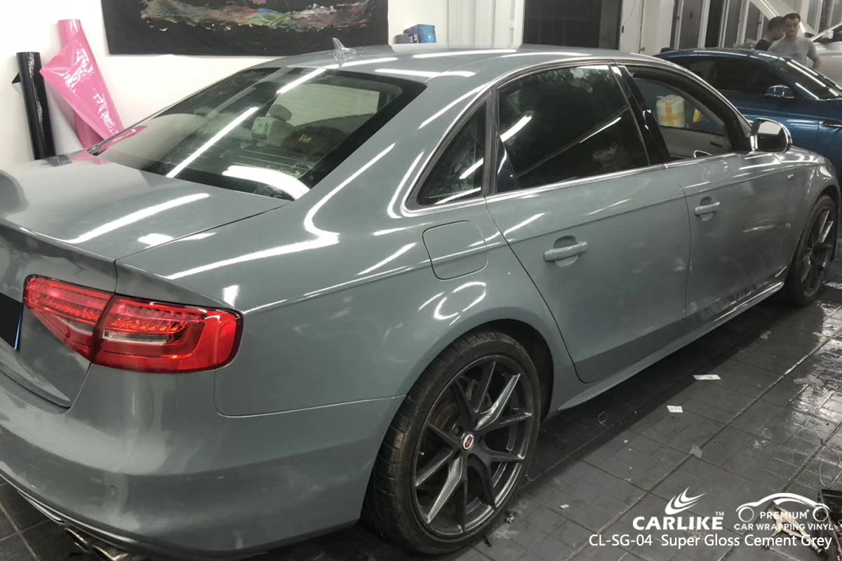 CARLIKE CL-SG-04 super gloss crystal cement grey car wrap vinyl for Audi
