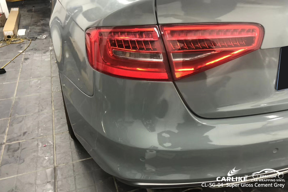 CARLIKE CL-SG-04 super gloss crystal cement grey car wrap vinyl for Audi