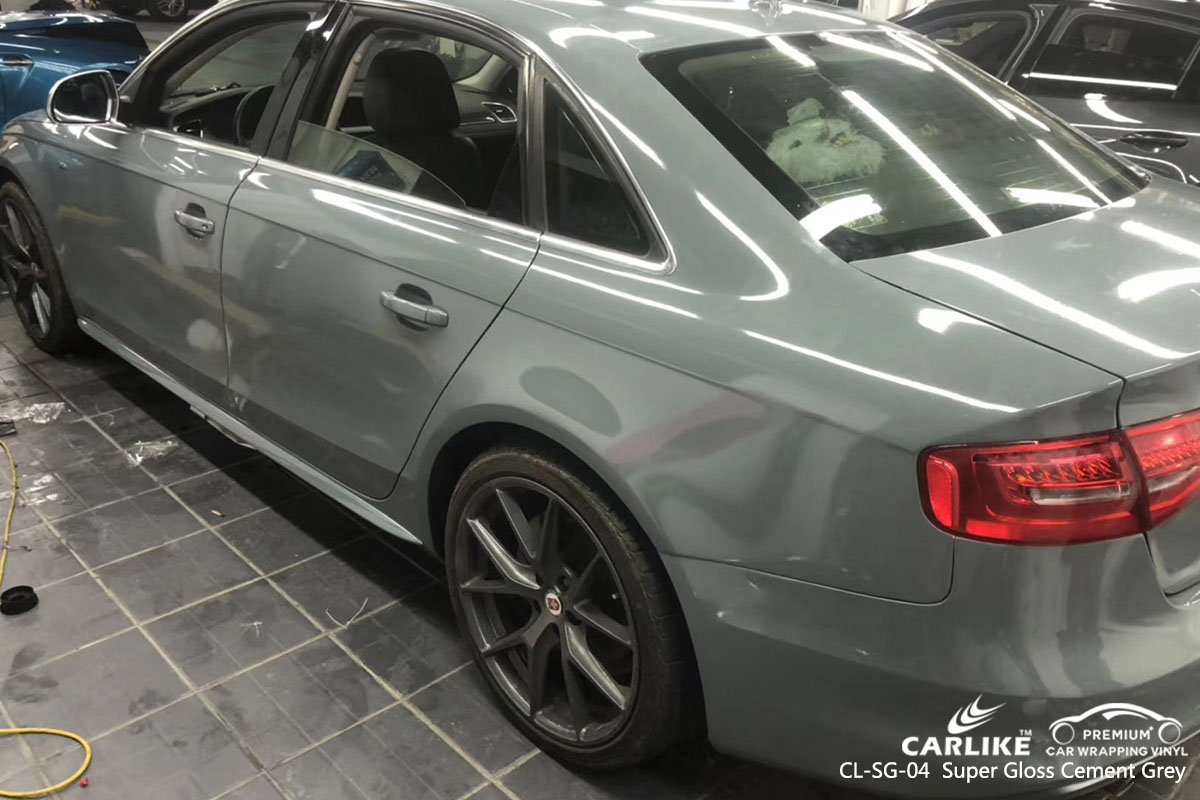 CARLIKE CL-SG-04 super gloss crystal cement grey car wrap vinyl for Audi