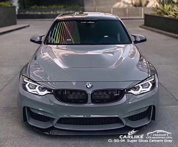 CL-SG-04 BMW için süper parlak çimento gri araba sarma vinil