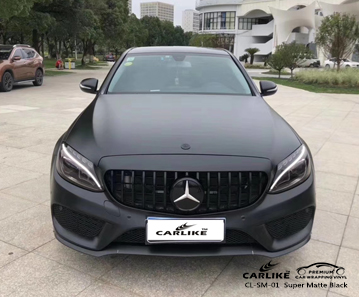 CL-SM-01 Mercedes-Benz için süper mat siyah araba sarma vinil