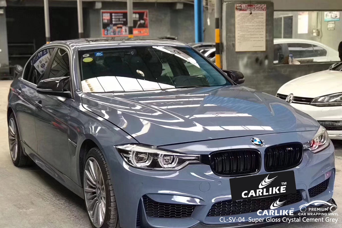 CARLIKE CL-SV-04 super gloss crystal cement grey car wrap vinyl for BMW