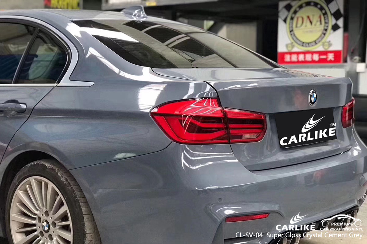 CARLIKE CL-SV-04 super gloss crystal cement grey car wrap vinyl for BMW