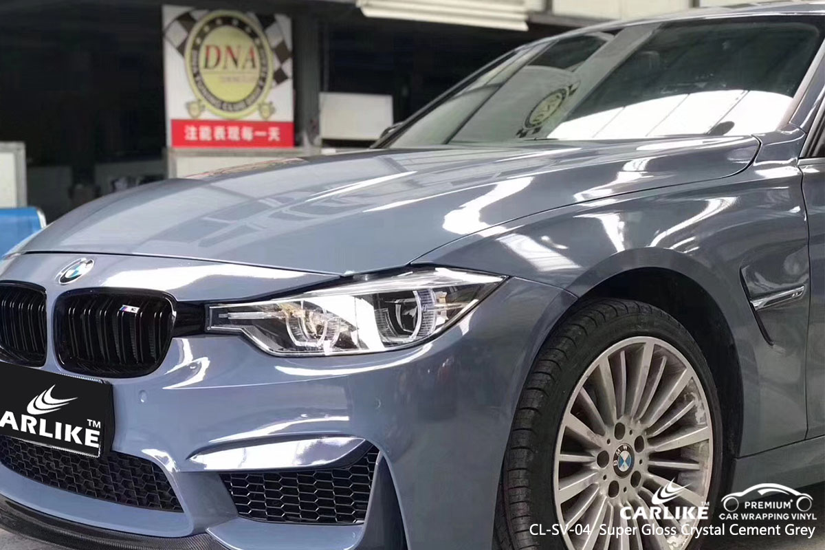 CARLIKE CL-SV-04 super gloss crystal cement grey car wrap vinyl for BMW