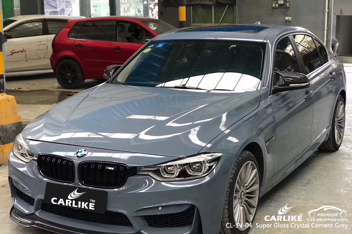 CARLIKE CL-SV-04 super gloss crystal cement grey car wrap vinyl for BMW