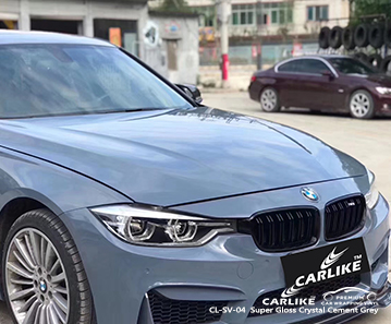 CL-SV-04 BMW için süper parlak kristal çimento gri araba sarma vinil