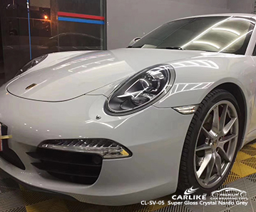 CL-SV-05 Porsche için süper parlak kristal nardo gri araba sarma vinil