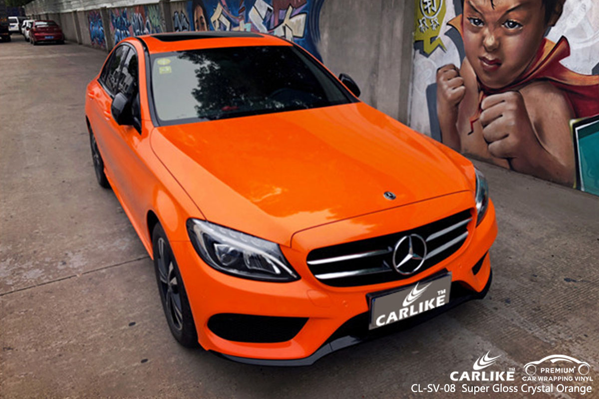 CARLIKE CL-SV-08 super gloss crystal orange car wrap vinyl for Mercedes-Benz