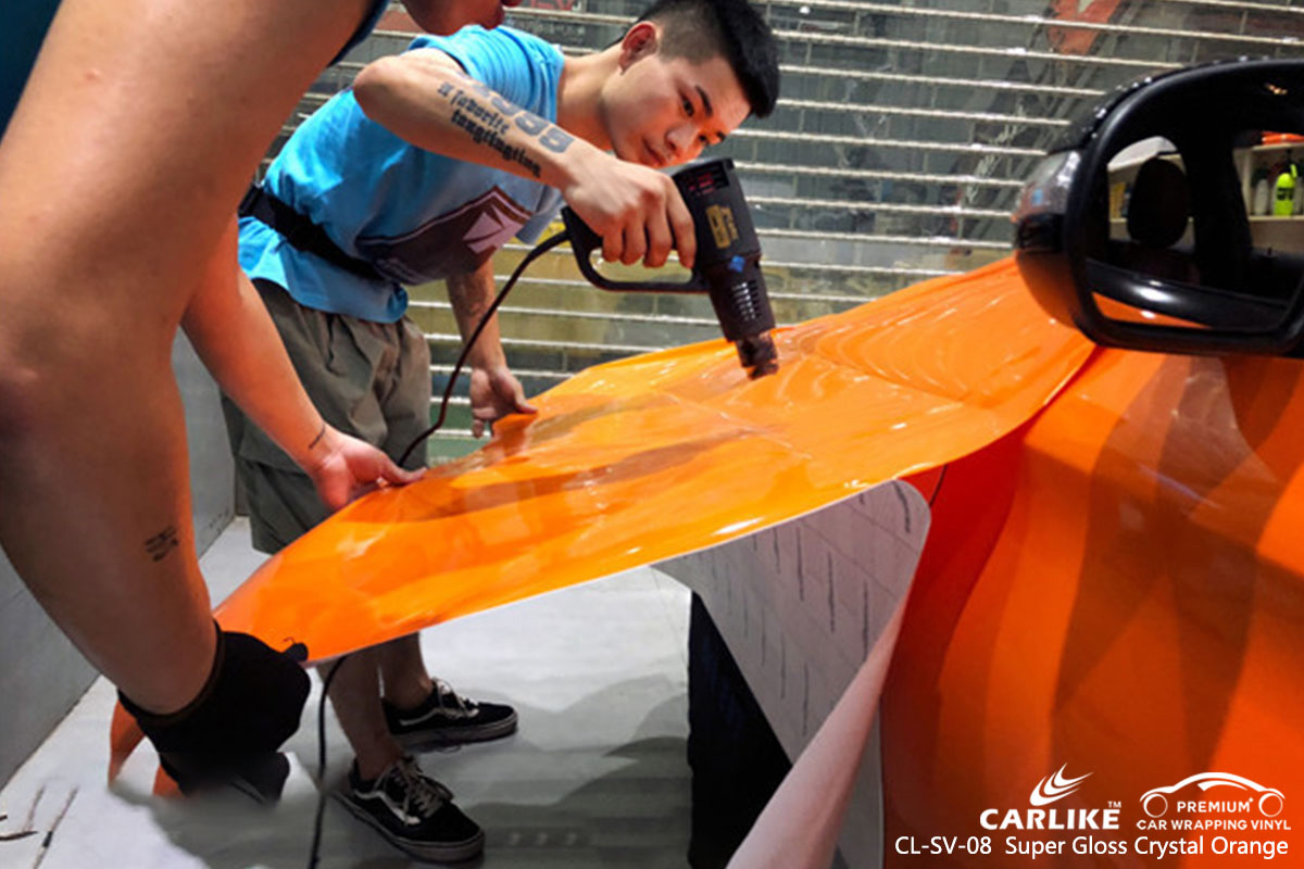 CARLIKE CL-SV-08 super gloss crystal orange car wrap vinyl for Mercedes-Benz