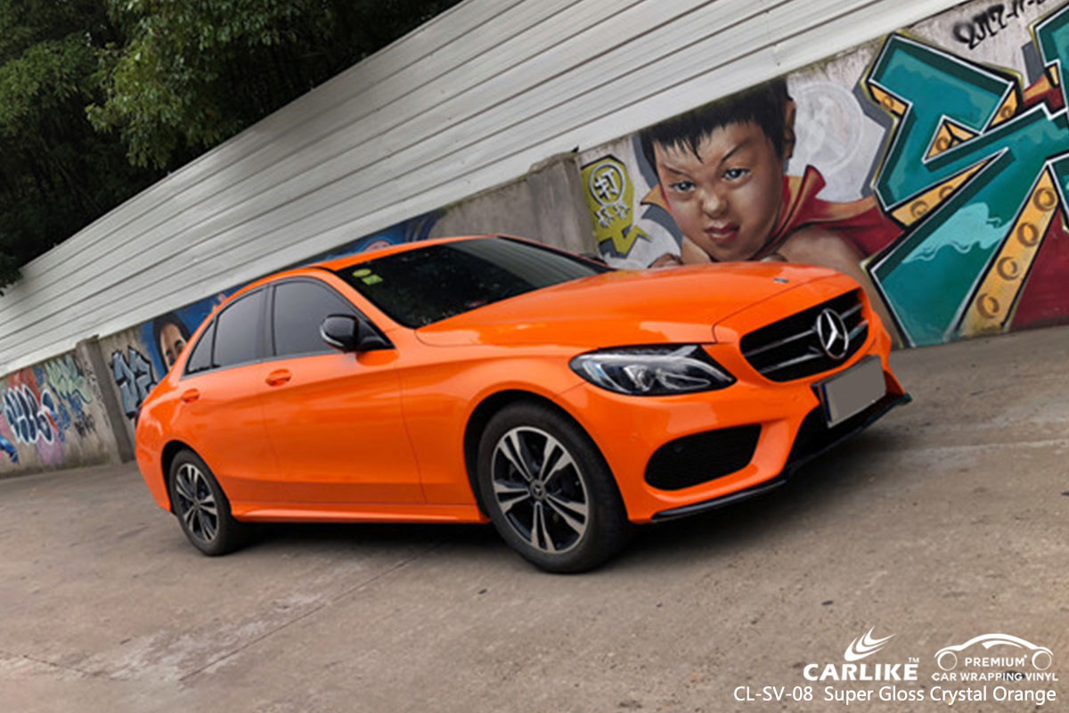 CARLIKE CL-SV-08 super gloss crystal orange car wrap vinyl for Mercedes-Benz